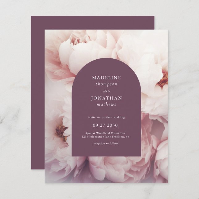 Púrpuras Regais Elegantes do Orçamento Arch Casame (Frente/Verso)