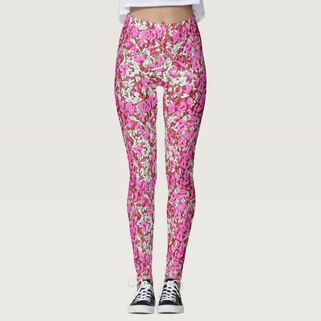 Purpurina com muitos corações! Leggings (Frente)