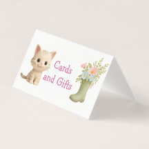 Purr-fect Baby Girl Kitten Baby Shower Table Card