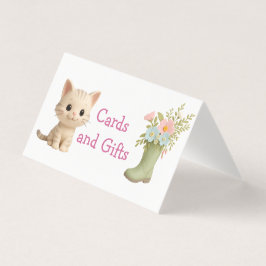 Purr-fect Baby Girl Kitten Baby Shower Table Card