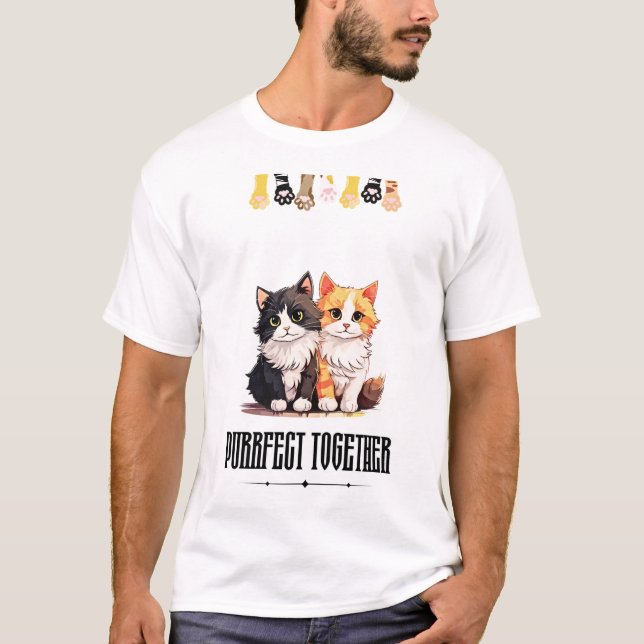  Purrfect Together – Cute Cat Couple T-Shirt (Frente)
