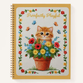 Purrfectly Playful Embroidered Kitten Poppies
