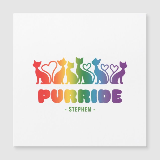 Purride - Rainbow Cat Silhouette LGBTQ+ Pride Pun (Frente)