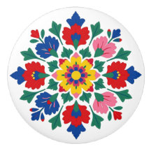 Puxador de Cerâmica Floral Folclórica Húngara de K