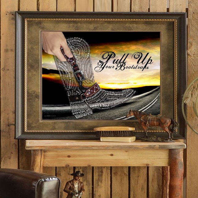 Puxe seu Poster de Bootstraps (Stay strong and keep pushing forward!  Bootstrap typography poster brings motivation to your space.)