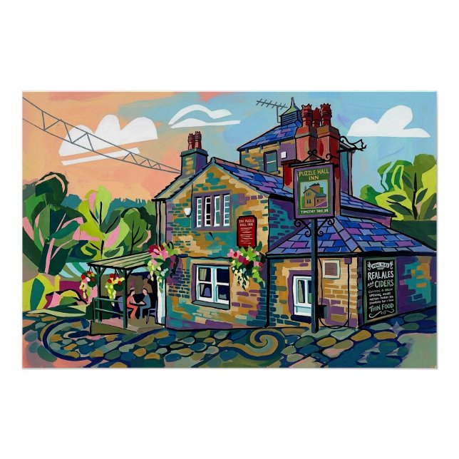 Puzzle Hall Inn, Sowerby Bridge Impressão de Arte (Frente)