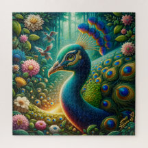 Puzzle Quebra-Cabeça Exótica Majestade de Pavão da