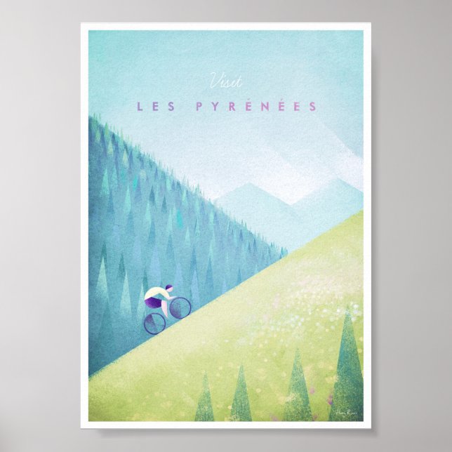 Pyrenes Vintage Cycling Poster (Frente)