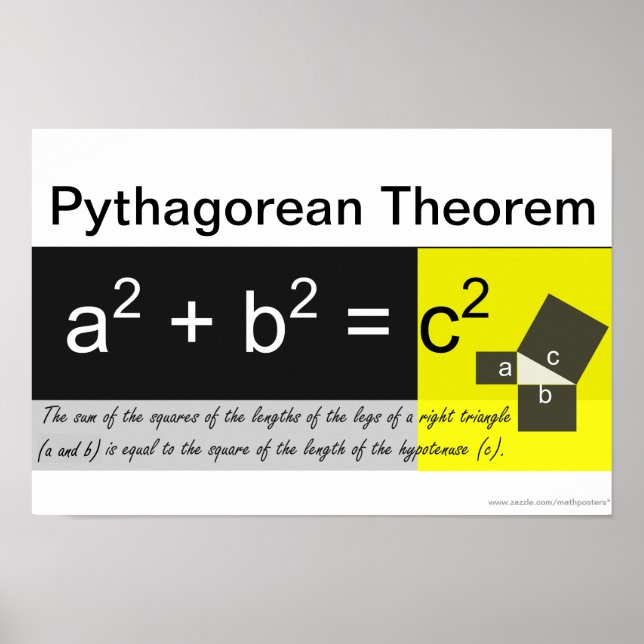 Pythagorean Theorem Math Poster (Frente)