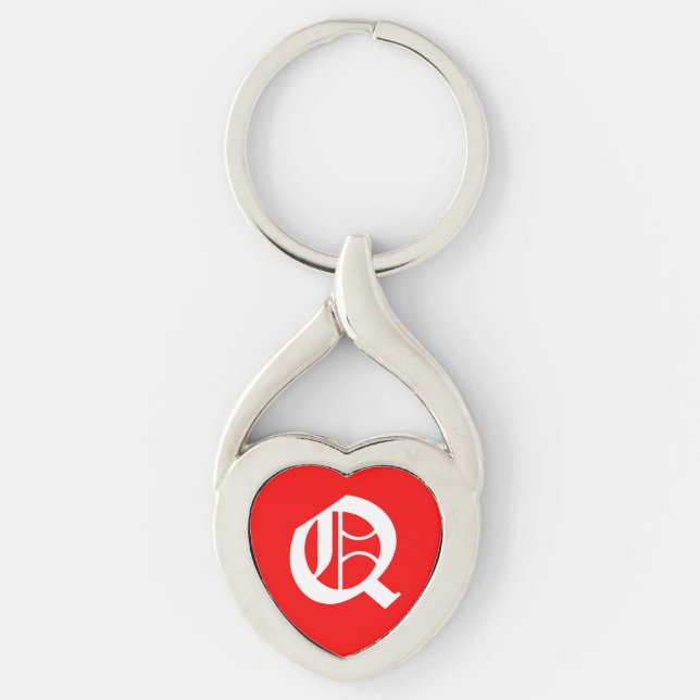 "Q" Chaveiro de Coração Vermelho (Frente)