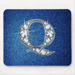 Q Faux-"Diamond Bling" em Denim Mousepad