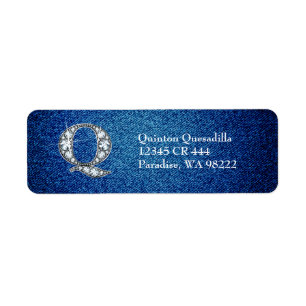 Q Faux Diamond na etiqueta de endereço de devoluçã