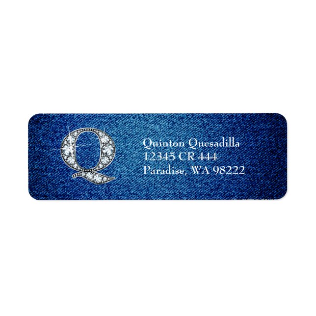 Q Faux Diamond na etiqueta de endereço de devoluçã (Frente)
