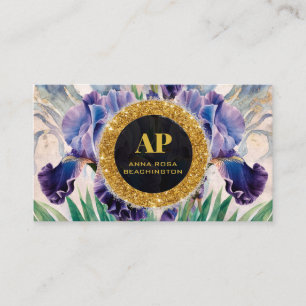 *~ QR AP10 íris Flores Douradas Cartão de visita