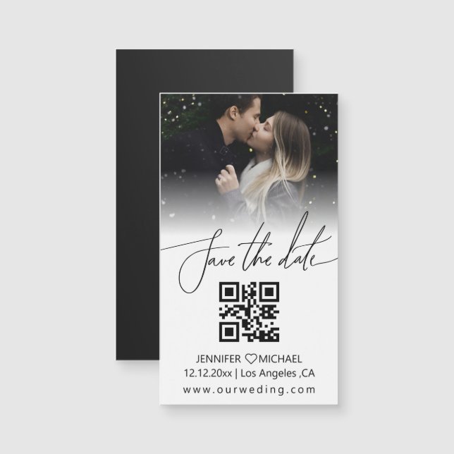 qr casal com foto do código salvar a data mínima d (Frente/Verso)