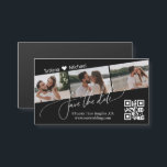 qr code 3 foto colage salvar data imã preto<br><div class="desc">elegante qr code três fotos colagem salvar a data chic black magnet</div>