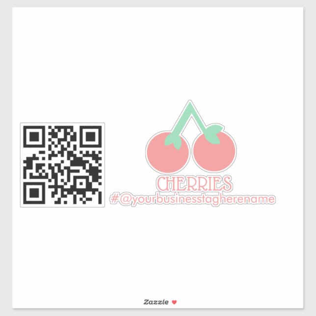 QR Code Cerejas Nome da Empresa Adesivo para Carro (Folha)