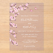 QR Code | Cherry Blossoms  Pink White Wedding