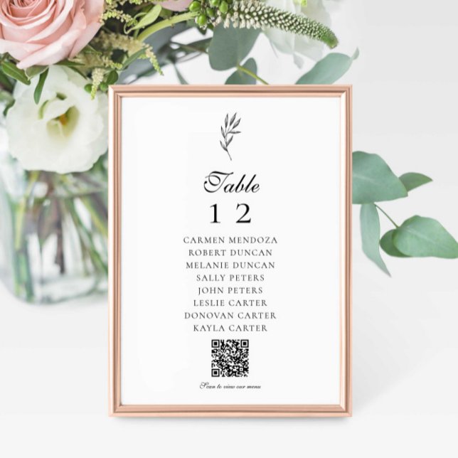 QR Code Menu Minimal Elegant Seating Chart Wedding (Criador carregado)