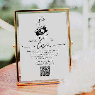 QR Code Upload Capture the Love Wedding Table Sign