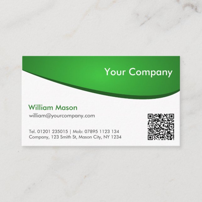 QR verde e branco, Cartão de visita profissional (Frente)