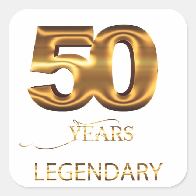 Quadrado 50 anos de adesivo lendário (Frente)