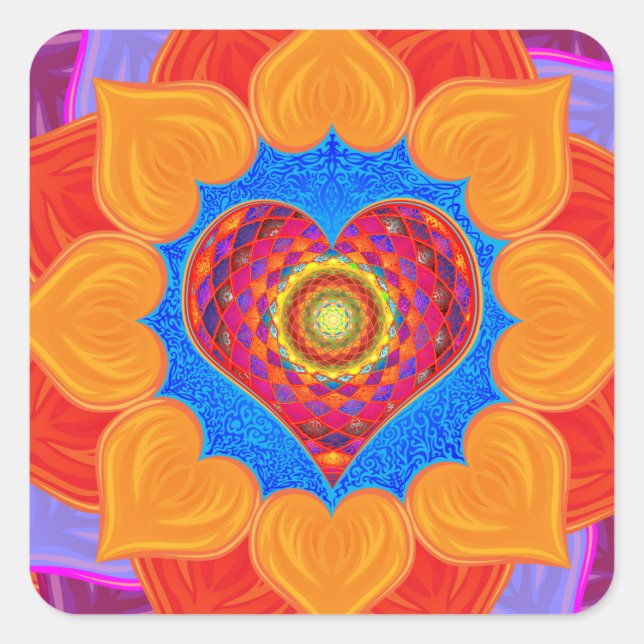 Quadrado Abra o adesivo do coração (Frente)