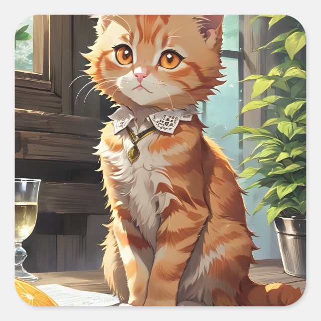 Quadrado Adesivo Anime Coleção Filhotes (Frente)