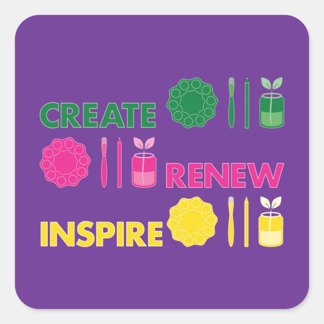 Quadrado Adesivo Artsy Spring Knolling (Frente)