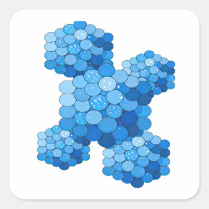 Quadrado Adesivo Azul Assinatura BLUE BUBBLES Artesanal