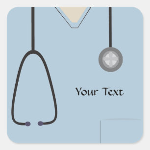 Quadrado Adesivo azul claro de escrutínio médico