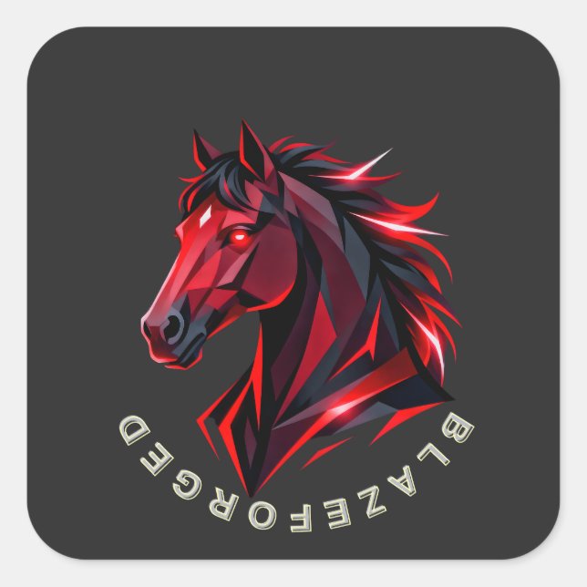 Quadrado Adesivo BlazeForge Red Horse (Frente)