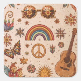 Quadrado Adesivo boêmio hippie