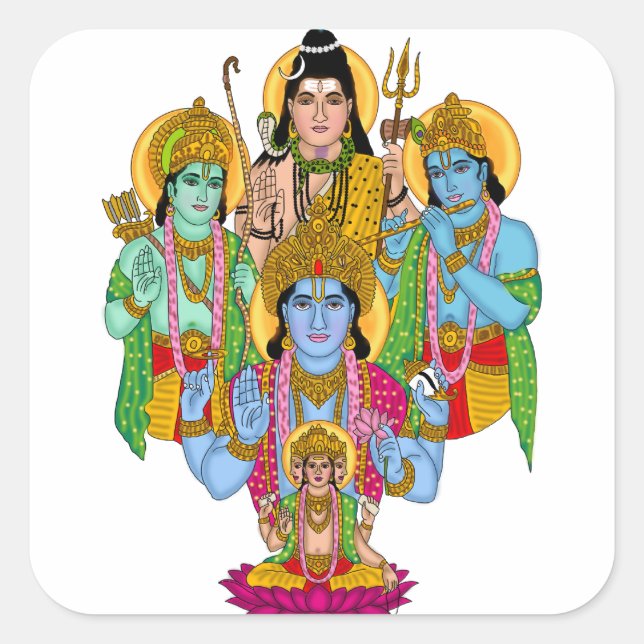 Quadrado Adesivo Brahma Vishnu Shiva Ram Krishna (Frente)