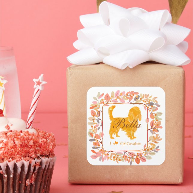 Quadrado Adesivo Cavalier - Presente Personalizado Laranja  (Festa)