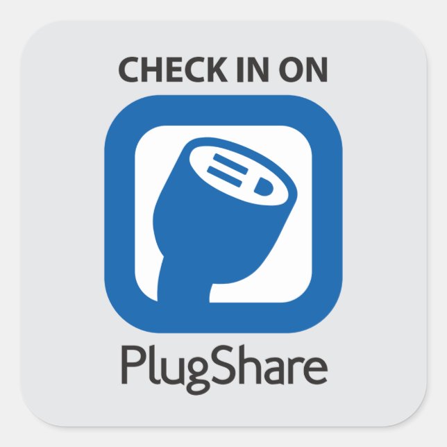Quadrado Adesivo "Check-in no PlugShare" (Frente)