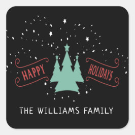 Quadrado Adesivo Clássico da Família Feliz Feriados