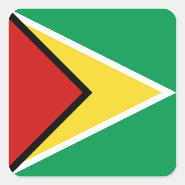 Quadrado Adesivo da Bandeira da Guiana (Frente)