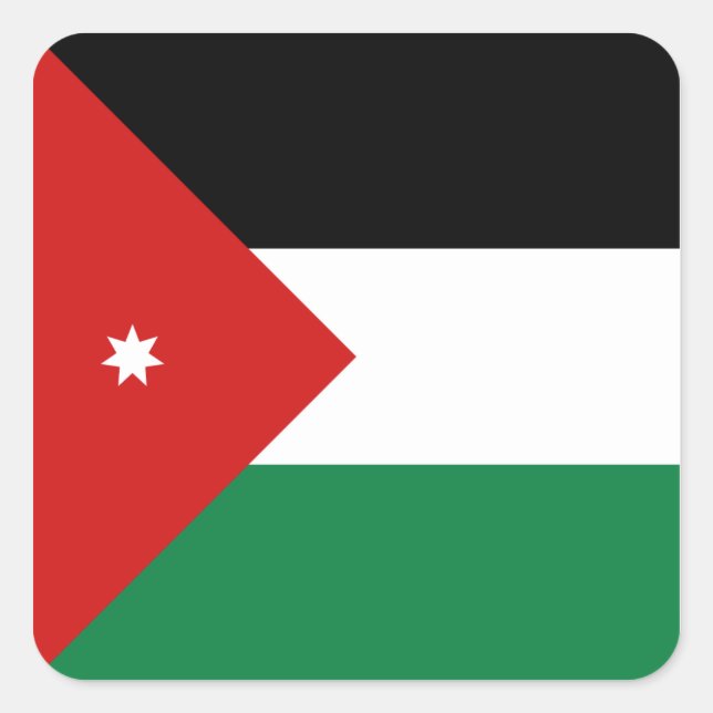 Quadrado Adesivo da Bandeira da Jordânia (Frente)