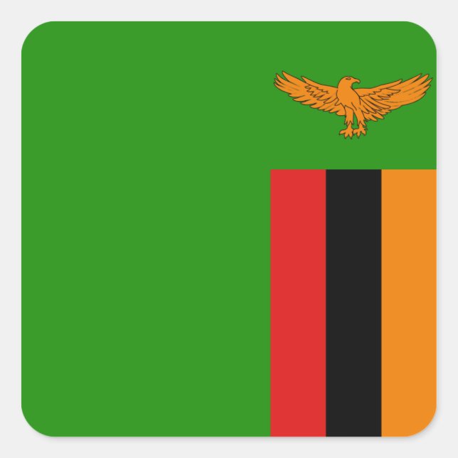 Quadrado Adesivo da Bandeira da Zâmbia (Frente)