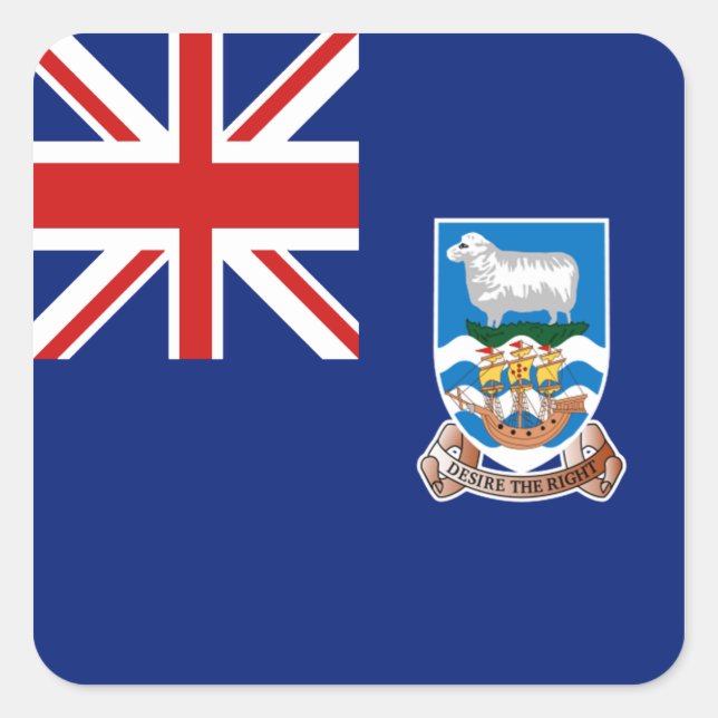 Quadrado Adesivo da Bandeira das Ilhas Falkland (Frente)