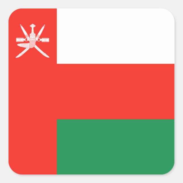 Quadrado Adesivo da Bandeira de Omã (Frente)