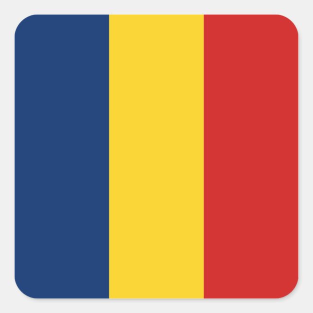 Quadrado Adesivo da Bandeira do Chade (Frente)