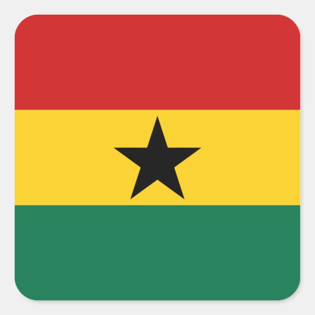 Quadrado Adesivo da Bandeira do Gana (Frente)