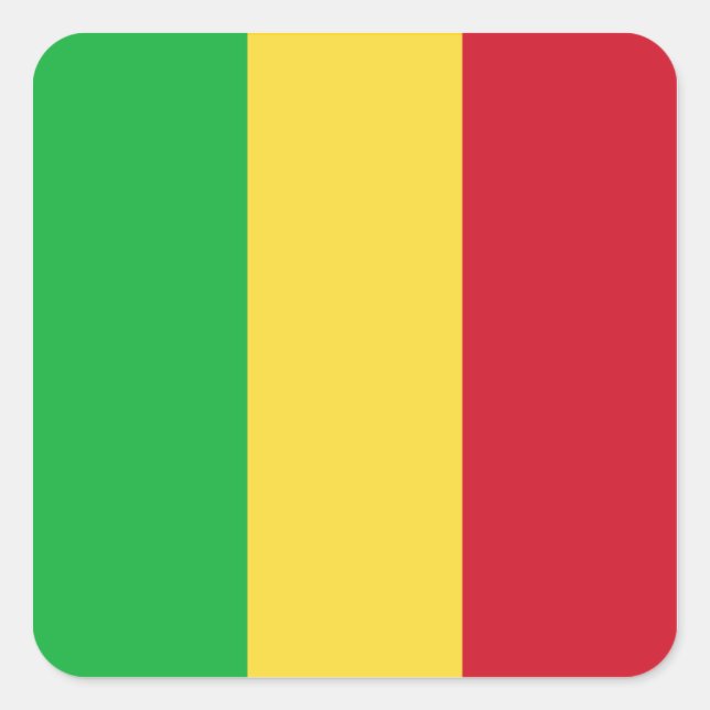 Quadrado Adesivo da Bandeira do Mali (Frente)