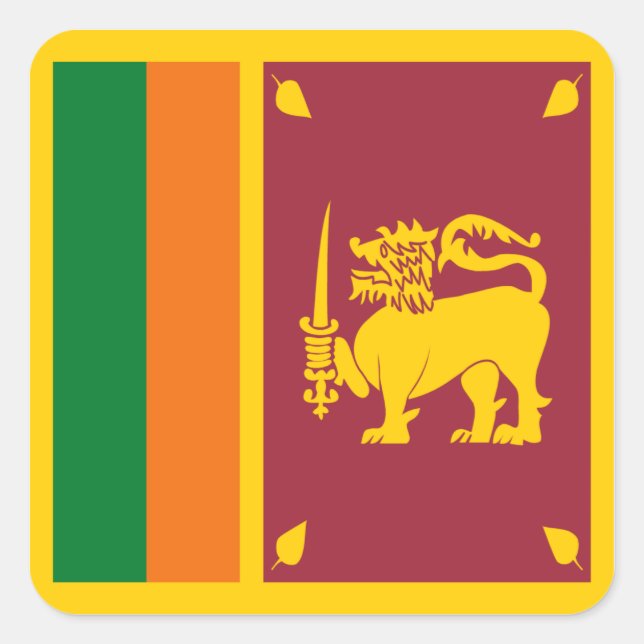 Quadrado Adesivo da Bandeira do Sri Lanka (Frente)