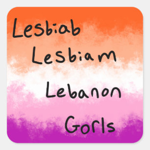 Quadrado Adesivo da bandeira lésbica "lesbiab" citação