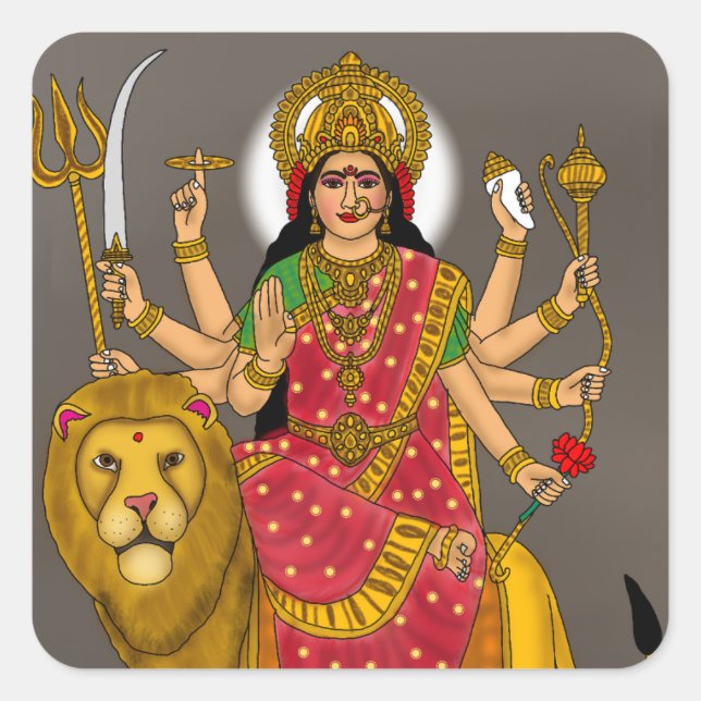 Quadrado Adesivo da Deusa Durga (Frente)