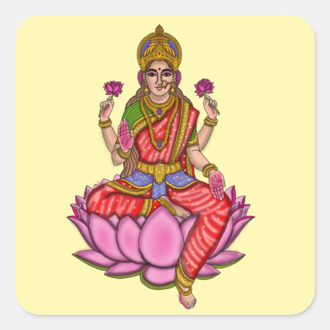 Quadrado Adesivo da Deusa Lakshmi (Frente)