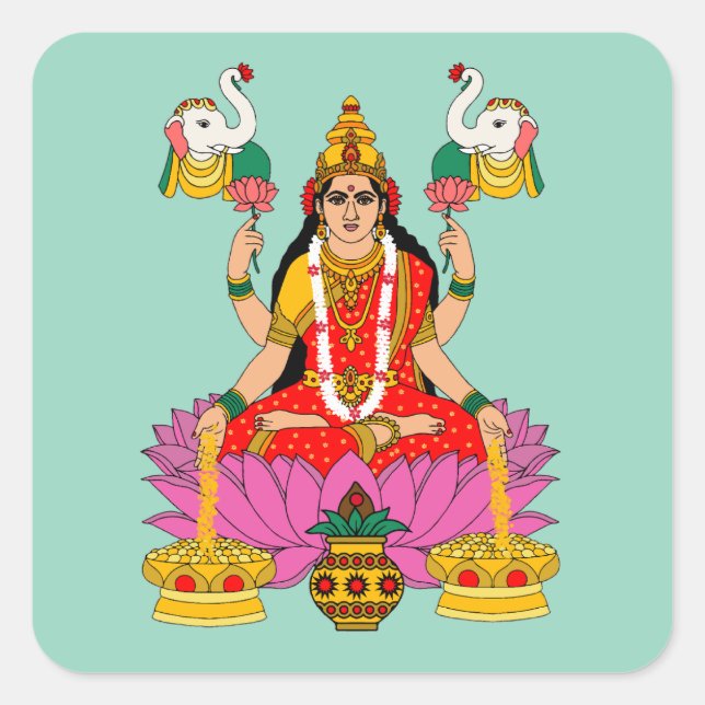 Quadrado Adesivo da Deusa Lakshmi (Frente)